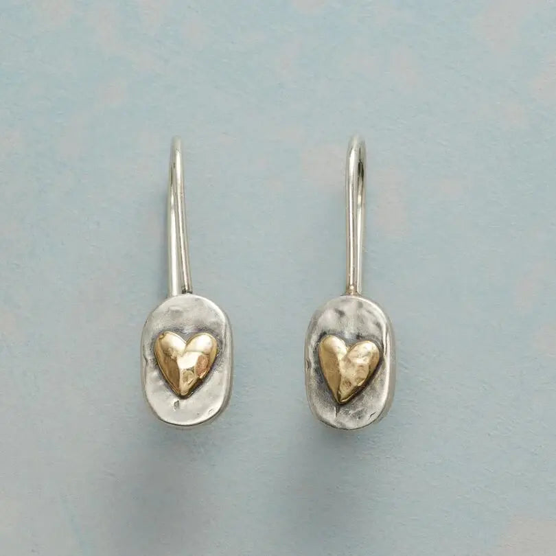 Gyllene Hjärta Örhängen i Vintage Silver