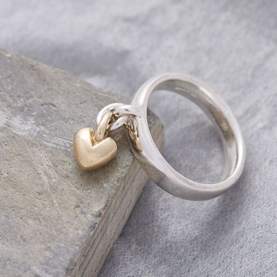 Vintage Hängande Hjärta Silverring