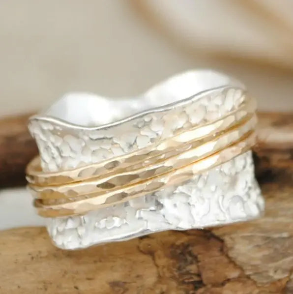 Vintage Spinner Tunn Guld & Silver Ring