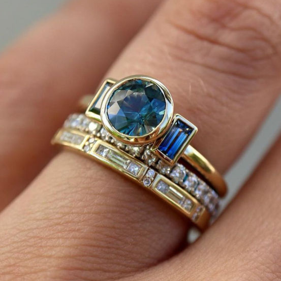 Vintage Blå Elegant Ring Set