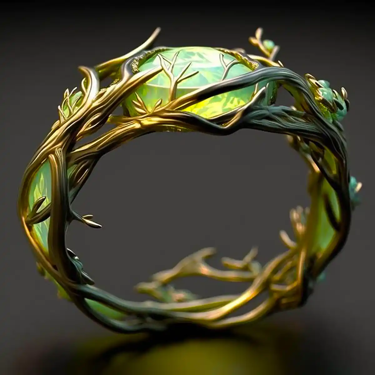 Grön Opal Naturlig Ring
