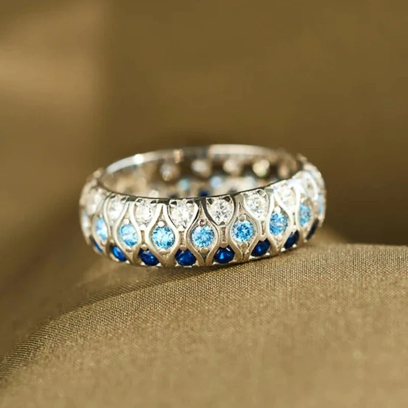 Vintage Zweifarbige Blaue Kristallring