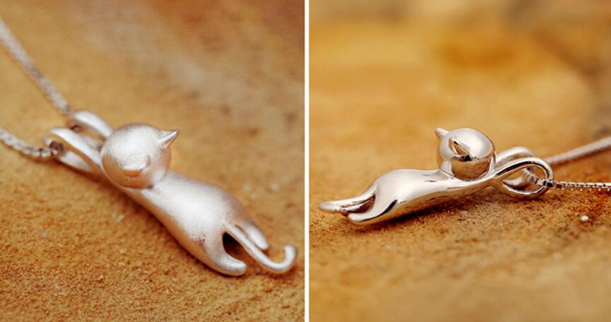 925 Sterling Silver Lekfull Katt Hänge