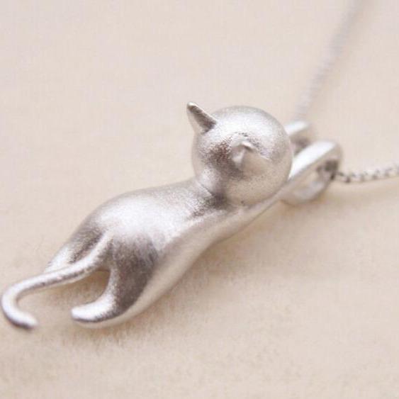 925 Sterling Silver Lekfull Katt Hänge